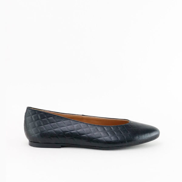 Papanatas Quilted Black  Pointed Flat