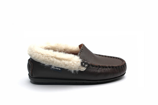 Atlanta Brown Fur Smooth Loafer