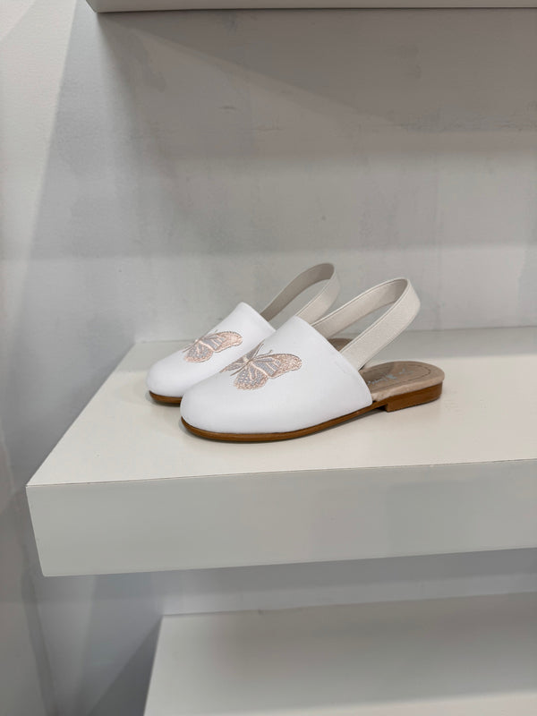 Don Louis White Butterfly Sling Back