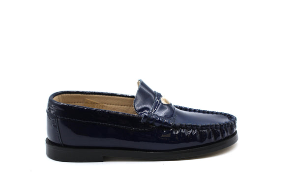 Don Louis Navy Patent Heart Loafer