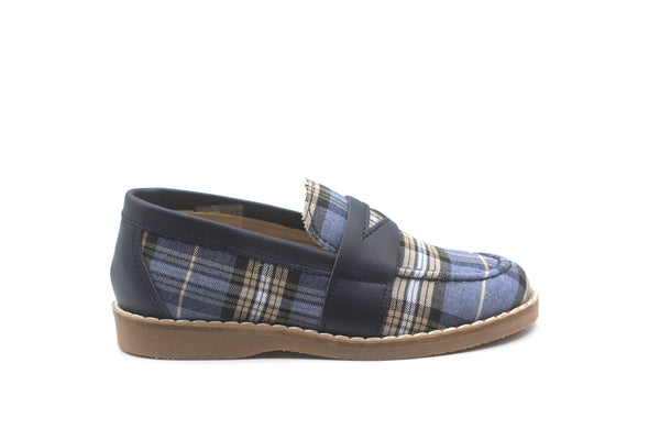 Don Louis Blue Plaid Penny Loafer