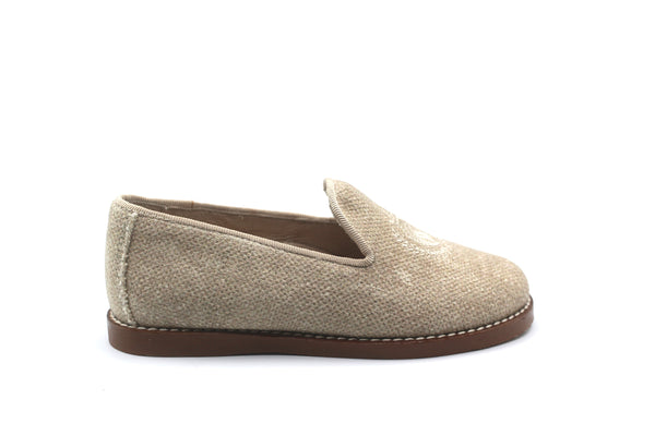 Don Louis Beige Linen Crest Smoking Shoe