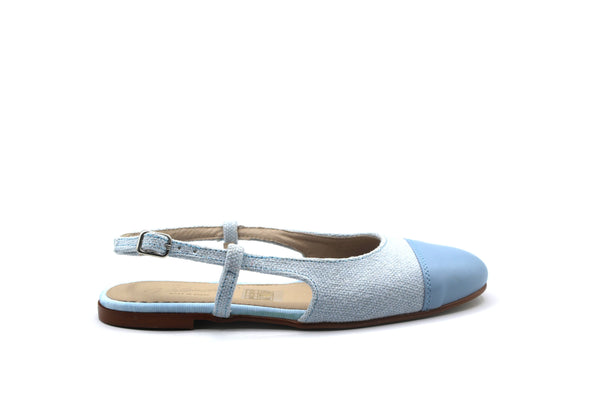 Valencia Blue Linen Cap Top Sling Back