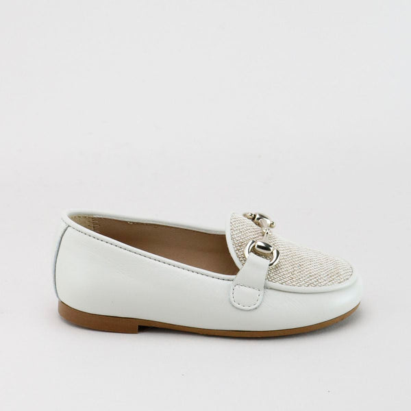 Papanatas Cream linen Buckle Loafer