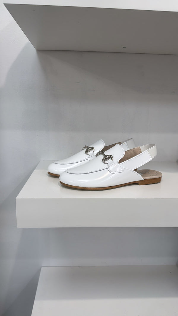 Don Louis White Buckle Slingback