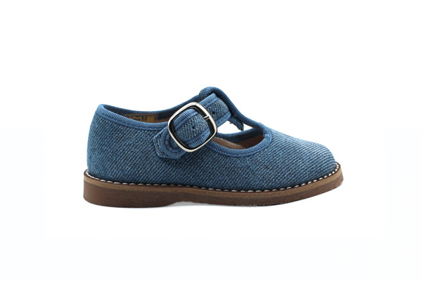 Don Louis Denim Leather Star Cutout T Bar