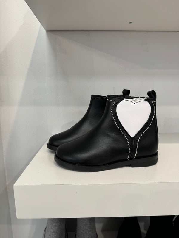 Don Louis Black Leather Heart Bootie