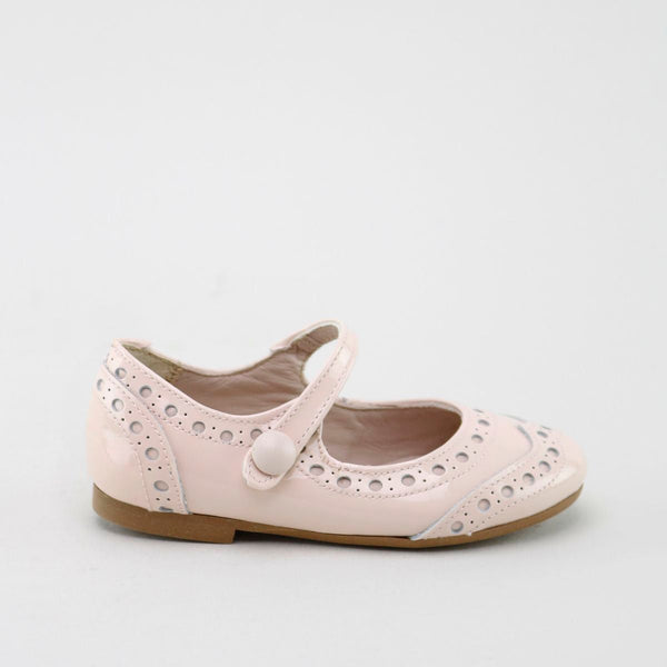Papanatas Pink Patent Wingtip Mary Jane
