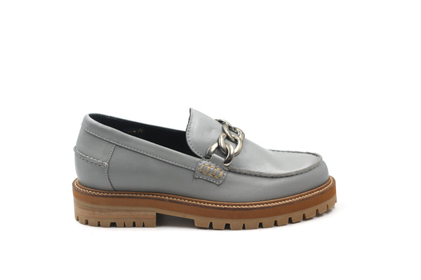 Angulus Blue Grey Chunky Sole Chain Loafer