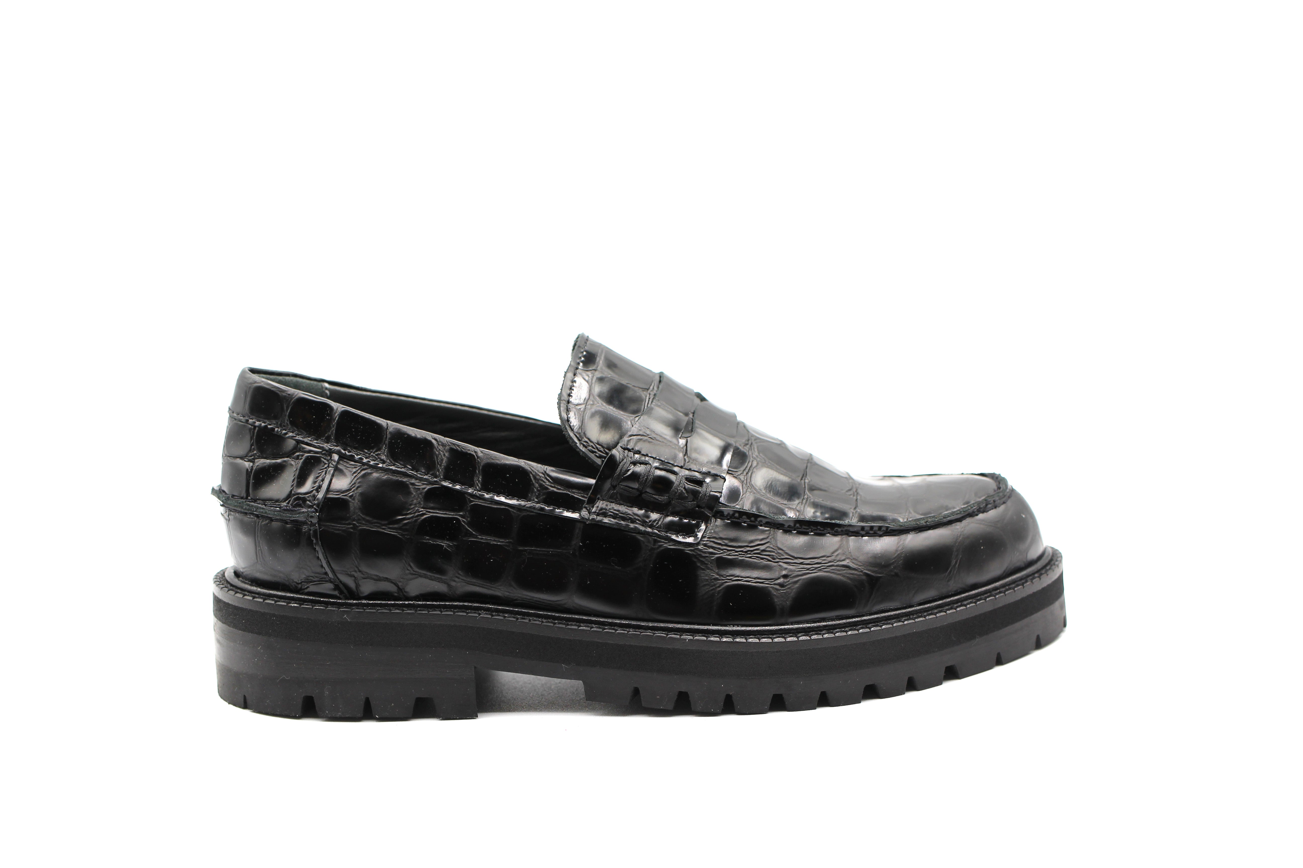 Black Croc Chunky Loafer • by Angulus – Hal Outlet