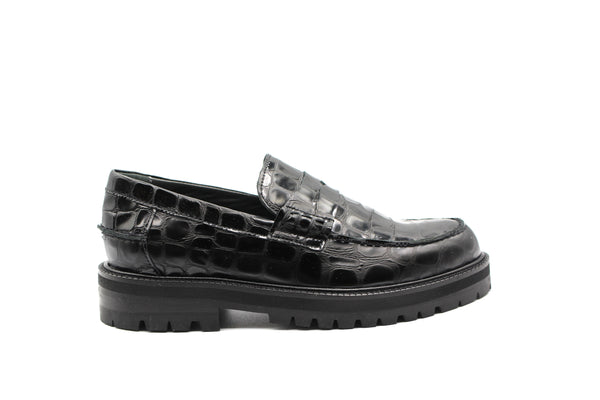 Black Croc Chunky Loafer  • by Angulus