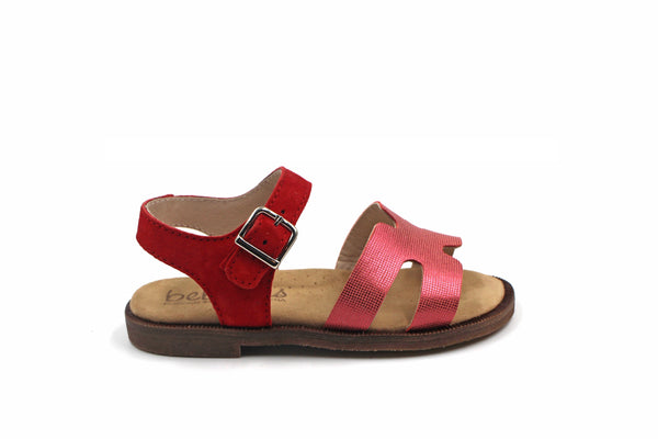 Beberlis Pink and Red Buckle Sandal