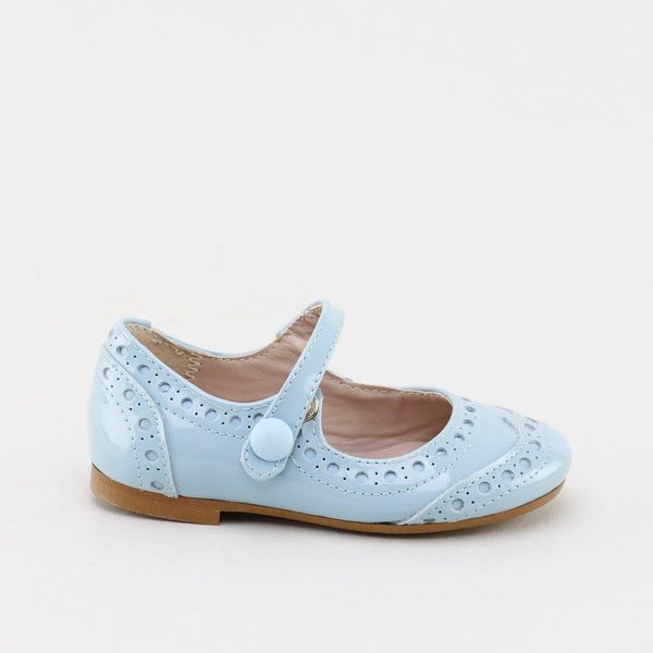 Papanatas Sky Blue Patent Wingtip Mary Jane