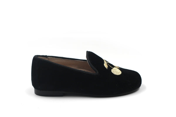 Don Louis Black Velvet Smoking Shoe with Gold Cherry