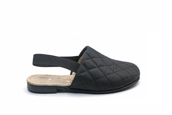 Don Louis Black Quilted Sling Back