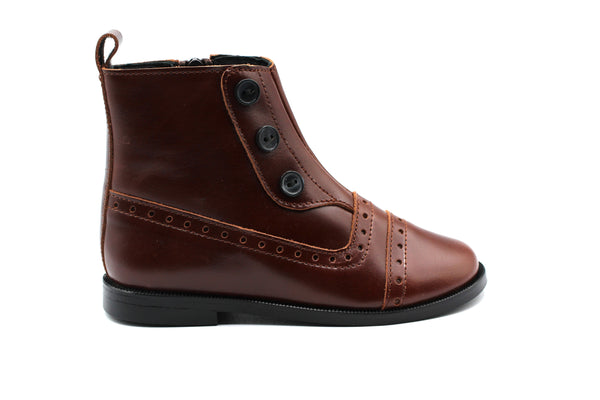 Don Louis Brown Bootie with Snaps