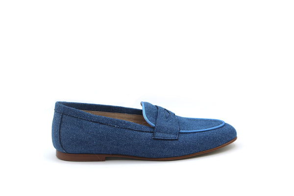 Don Louis Blue Denim Piping Loafer