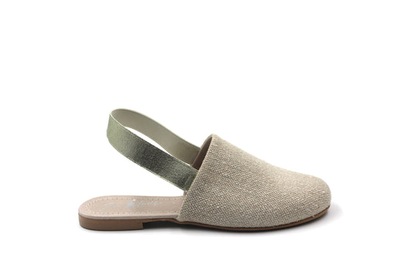 Don Louis Natural Linen and Gold Sling Back
