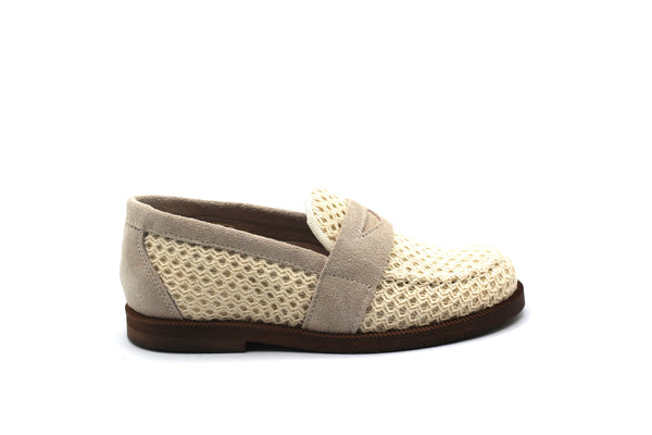 Don Louis Taupe Macrame Penny Loafer