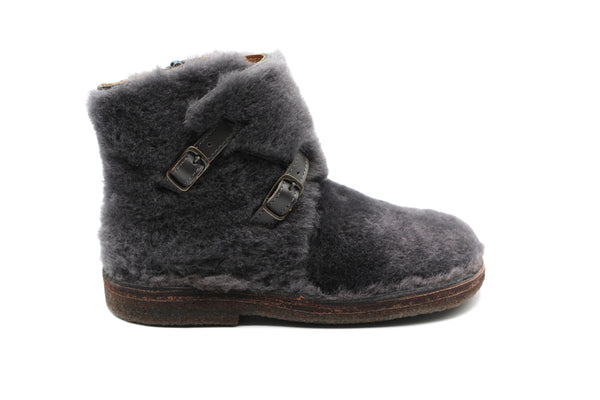 Pepe Gray Fur Buckle Bootie