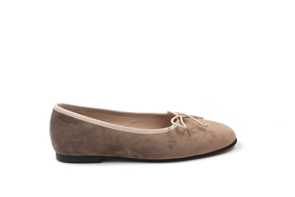 Valencia Taupe Velvet Ballet Flat